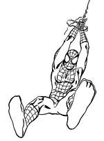 coloriage spiderman s élance de sa liane